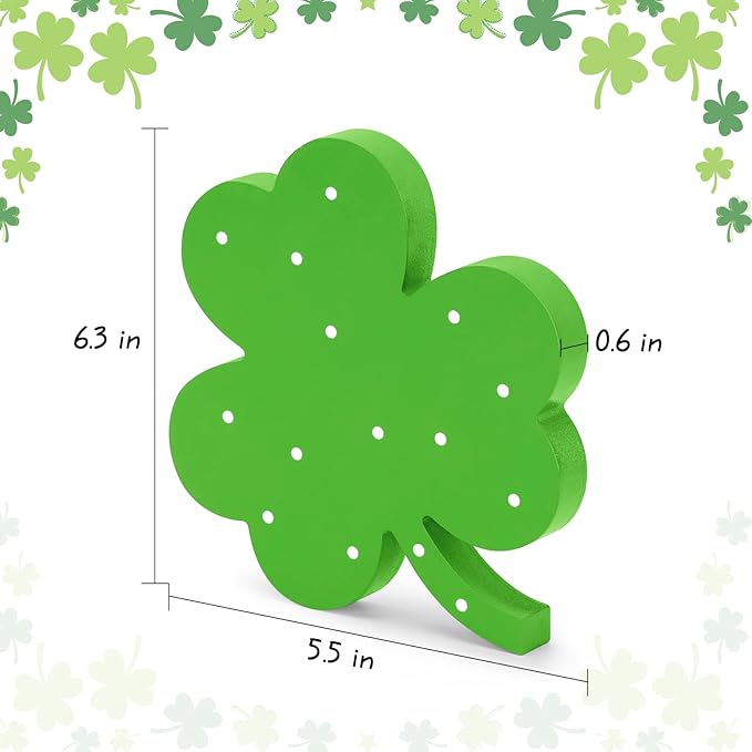 St Patricks Day Decor Wooden Shamrock Decor for Table Tiered Tray