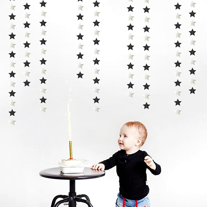 Black Silver Birthday Graduation Party Decorations Garland 62ft