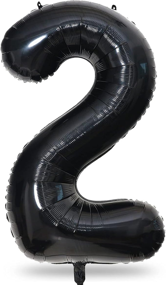 Black Foil Balloon Number 2, 40'' Giant Self Inflating Number