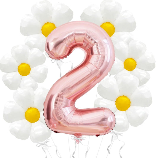 Daisy Balloons Two Groovy Birthday Decorations, 40 Inch Rose Gold