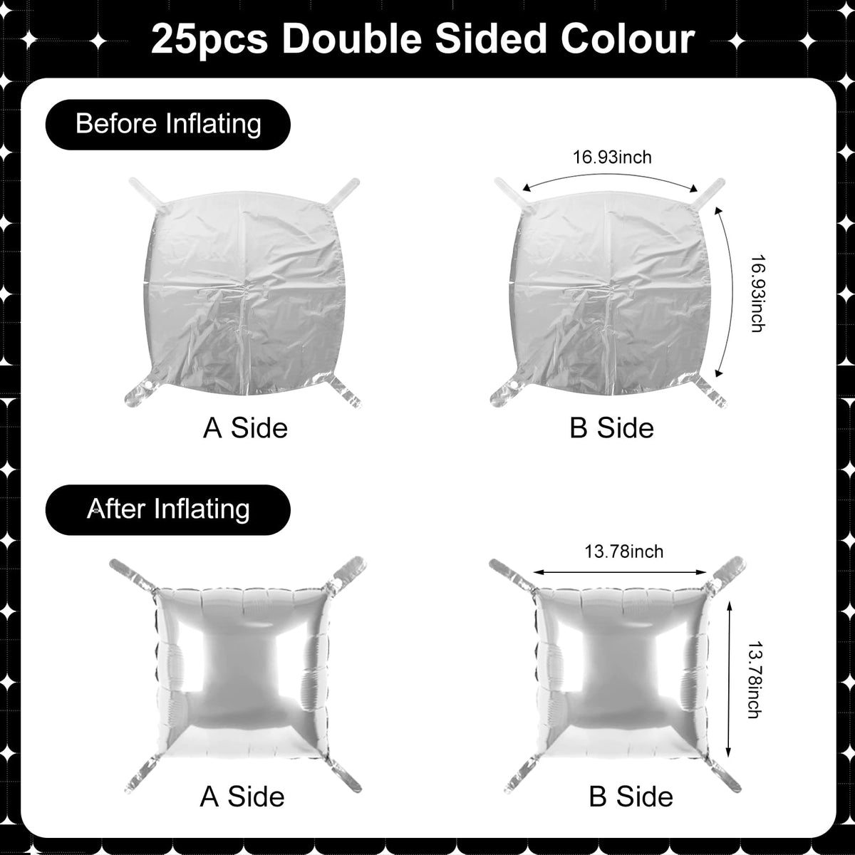Silver Square Balloon Wall Square Foil Balloons Wall Backdrop 25 Pcs