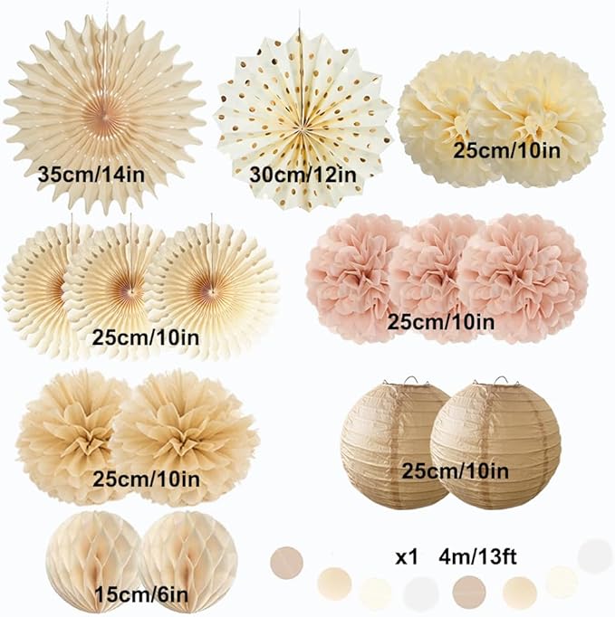 Champagne Gold Beige Boho Party Decorations Pink and Beige Birthday