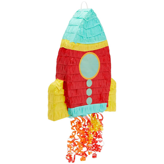 BLUE PANDA Rocket Ship Pull String Pinata for Space Birthday