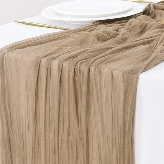 15pcs Nude Brown Cheesecloth Table Runner Valentine's Day Boho