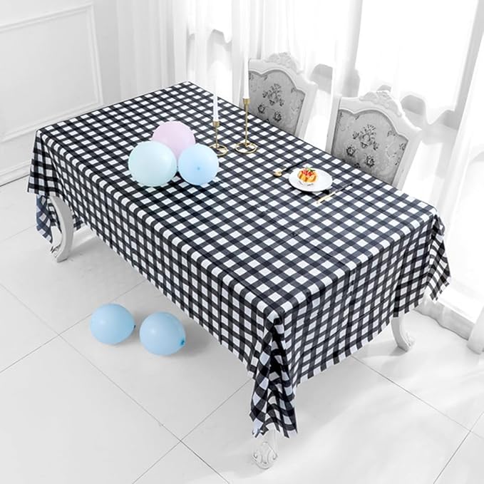 2 Packaging black and white square grid Plastic Tablecloth, 54 inch