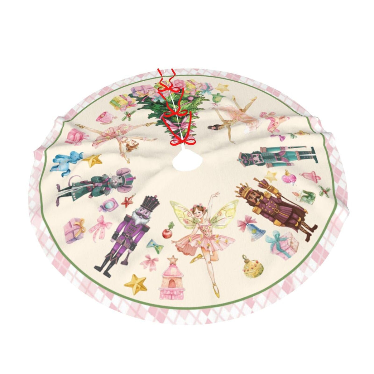 Pink Nutcracker Christmas Tree Skirt 36" Christmas Nutcracker Ballet