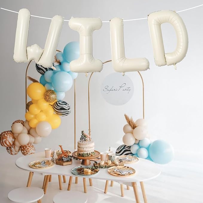 Beige WILD Balloons for Wild One Party Decorations, 40 Inch Cream