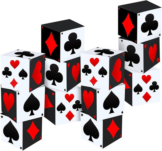 12 PCS Casino Theme Party Decoration 11.8 Inches Poker Favor Boxes