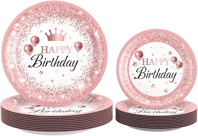 Rose Gold Birthday Party Supplies 212Pcs Disposable Party