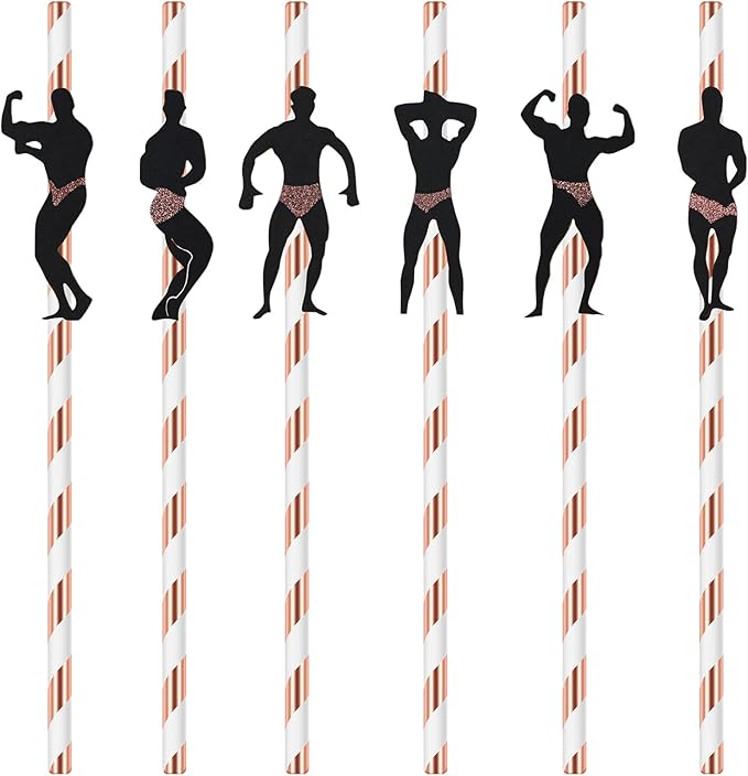 36 Pcs Bachelorette Straws, Funny Male Dancer Drinking Straws