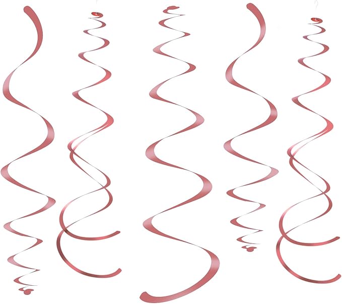 Rose Gold Party Hanging Swirl Decorations Sparkly Foil Streamer