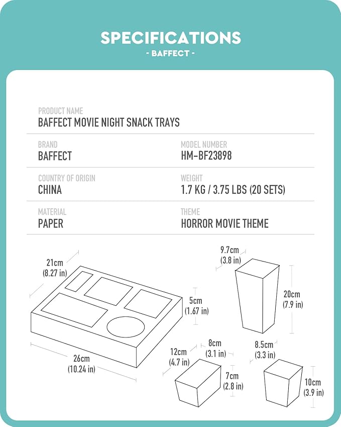 Baffect Movie Night Snack Trays 100pcs Include 20 Movie Night Trays,