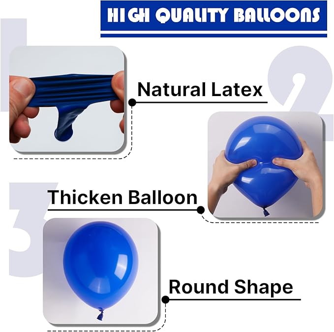 PartyWoo Royal Blue Balloons 100 pcs Different Sizes of 18 12 10 5