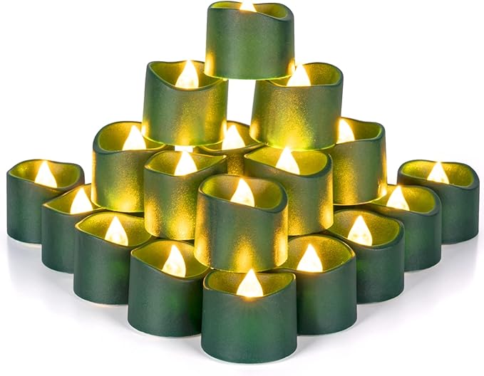 Homemory Green Tea Lights Candles Battery Operated, 200+Hour