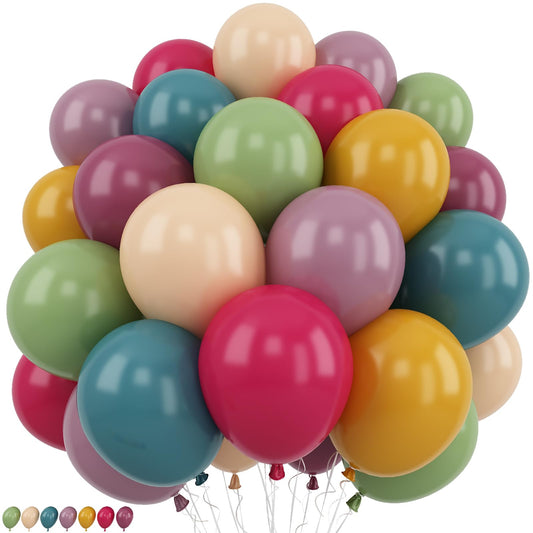 Boho Rainbow Balloons Retro Colorful Floral Balloon Assorted Colors