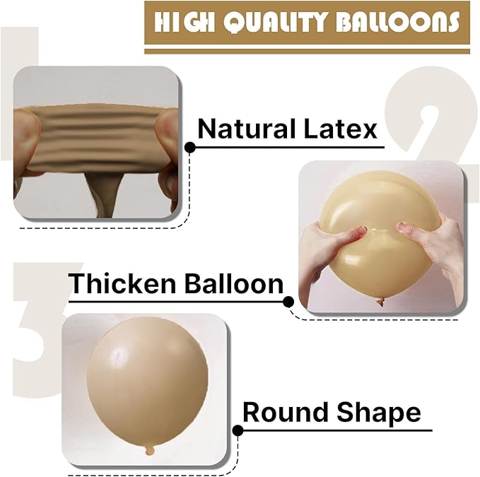 Light Brown Balloons 100 pcs 12 Inch Nude Neutral Boho Tan