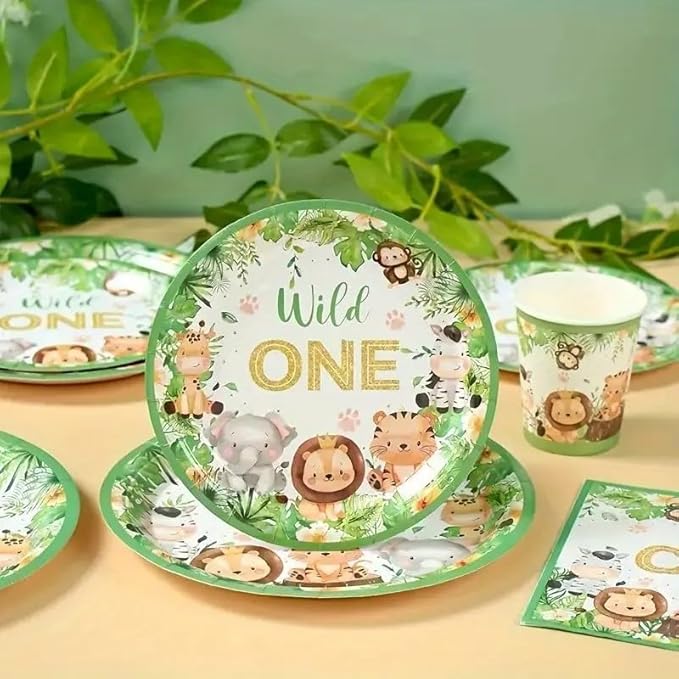 120PCS Wild One Party Supplies for Boys 1st Kids First Birthday