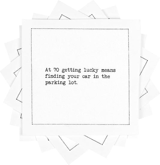 Five Star Funny 70th Birthday Quotes | White Cotton Cocktail Napkins