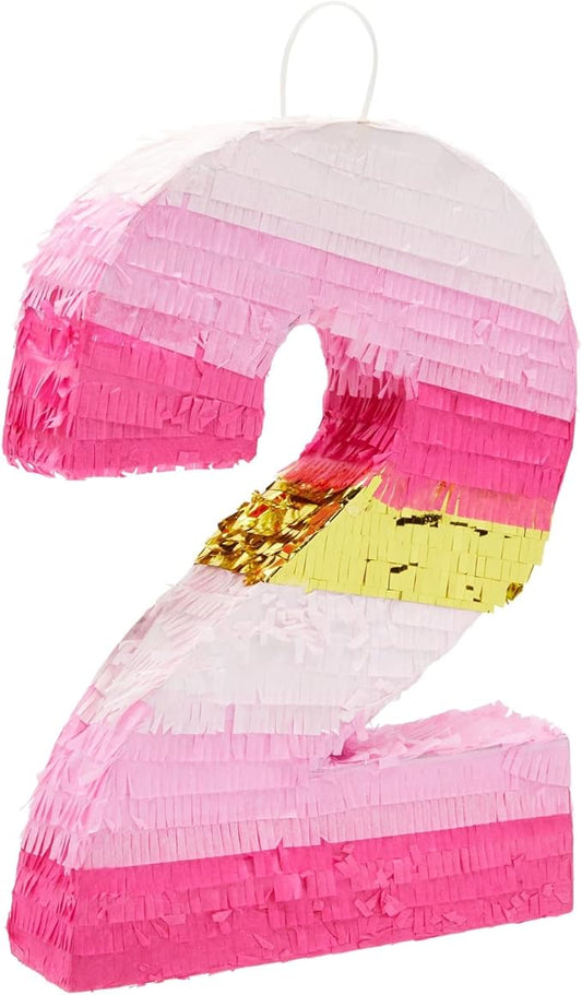 Number 2 Pinata Pink and Gold for Girls 2nd Birthday Party