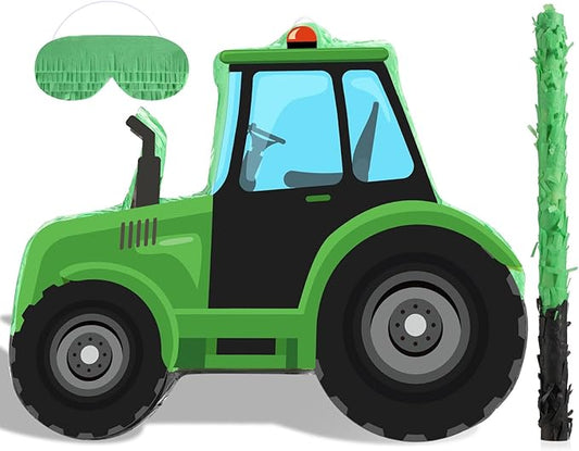 Construction Tractor Piñata with Blindfold and Bat Dump Truck