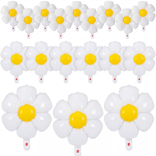 Sotiff 21 Pcs Flower Balloons Daisies Balloons White Groovy Flower