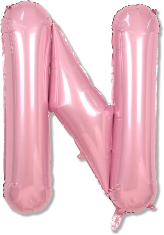 Pastel Pink N Letter Balloon, 40 Inch Giant Light Pink Mylar Helium