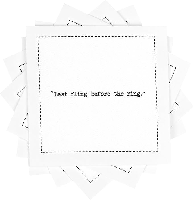 Five Star Funny Bachelorette Quotes | White Cotton Cocktail Napkins