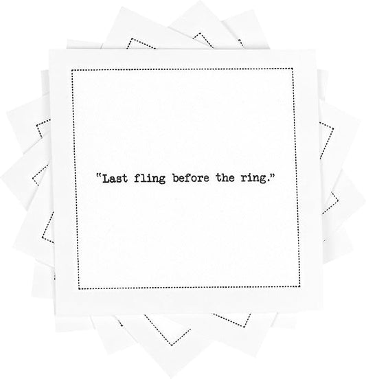 Five Star Funny Bachelorette Quotes | White Cotton Cocktail Napkins |