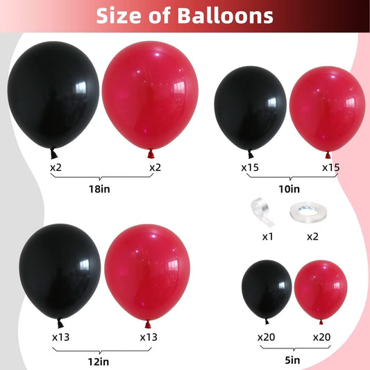 Red and Black Balloon Arch Kit, Black and Red Balloon Garland Kit, Red