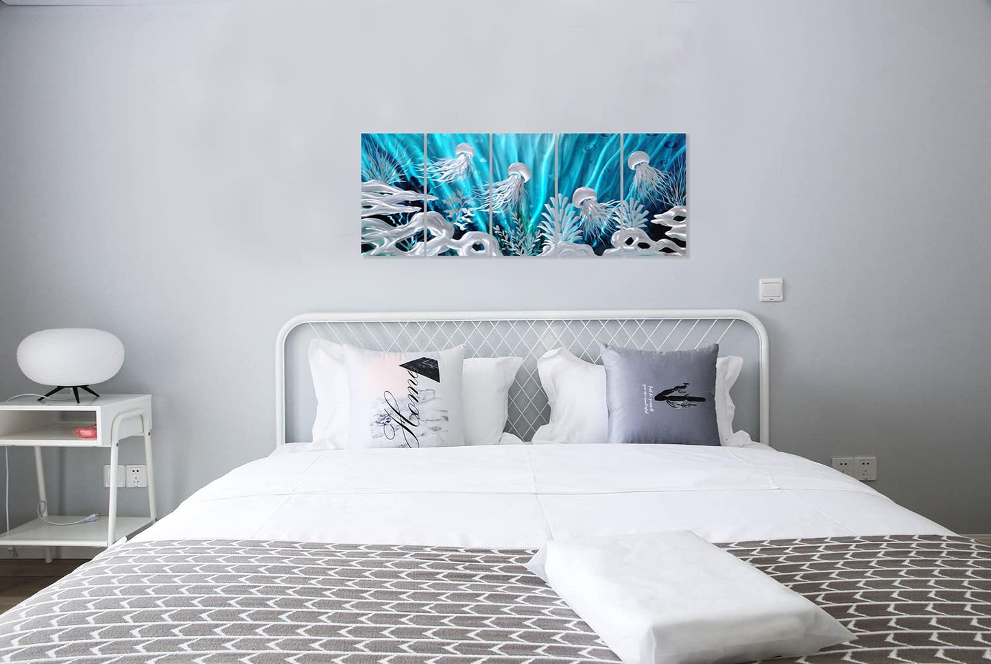 SYGALLERIER Jelly Fish Large Metal Wall Art Hand Grind Aluminum