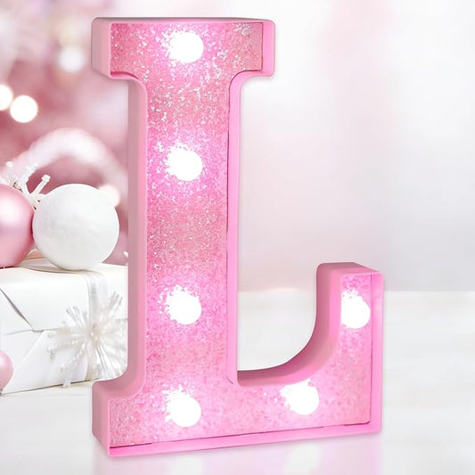 Pink Light Up Letters, LED Marquee Letters for Table, Small Glitter #2