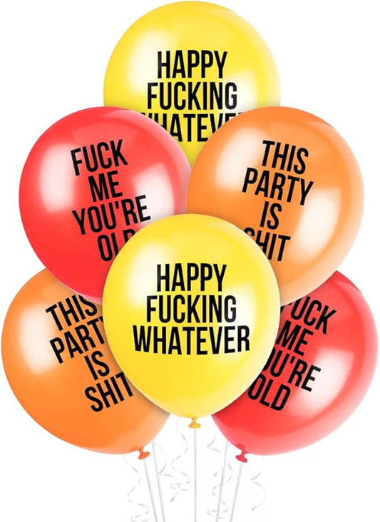 Rude Balloons™ | Funny Abusive Birthday Party Decoration | Pack of 12