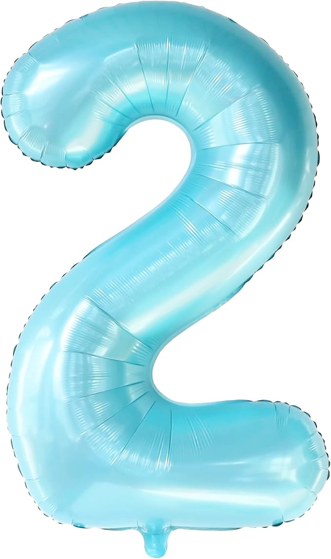 KatchOn Giant Light Blue Number 2 Balloon - 40 Inch | Light Blue 2