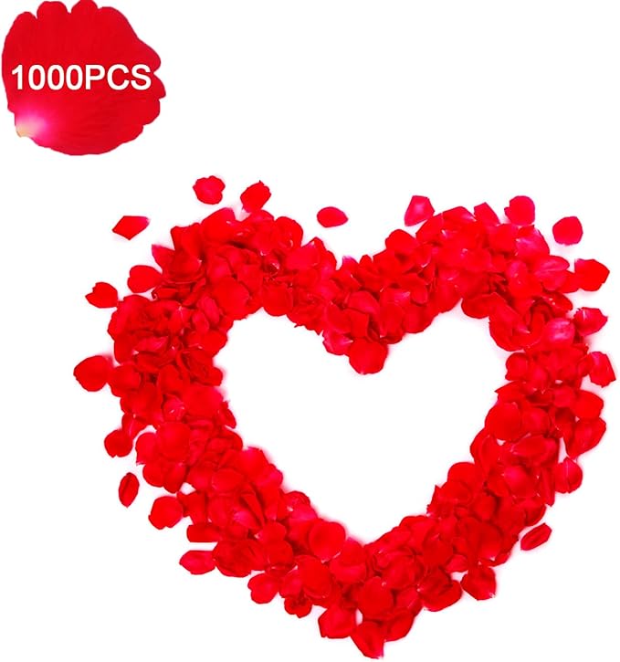 Valentine's Day Decorations Set 1000 Rose Petals & 31 Red Heart
