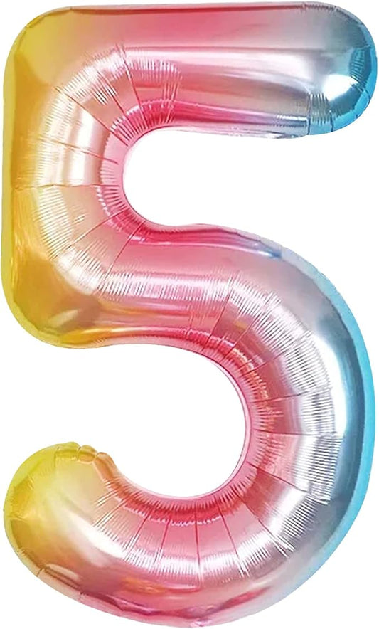 KatchOn Giant Rainbow Number 5 Balloon - 40 Inch | 5th Birthday