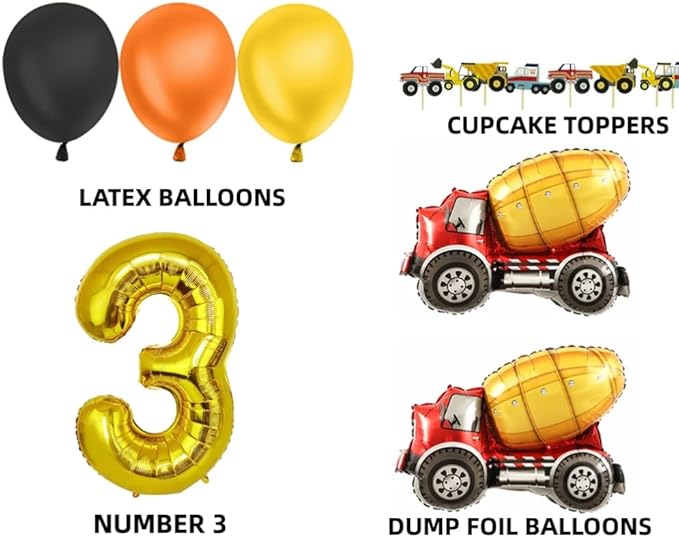 Construction 3rd Birthday Party Supplies for Boys with Dump Truck