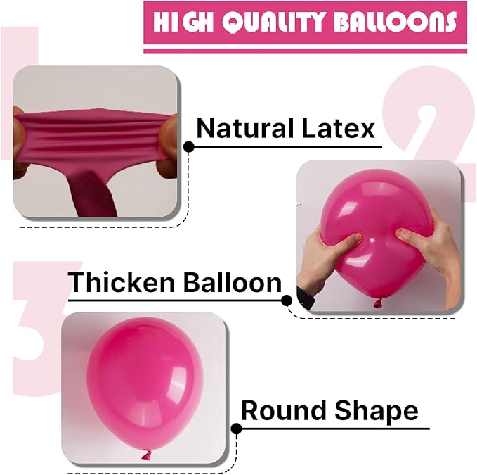 Hot Pink Balloons 100 pcs Different Sizes of 36 18 12 10 5
