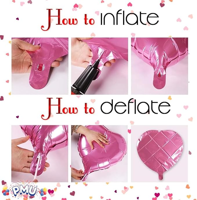 10Pcs 18 Inch Red Heart Balloons Valentine's Day Heart Shape Foil