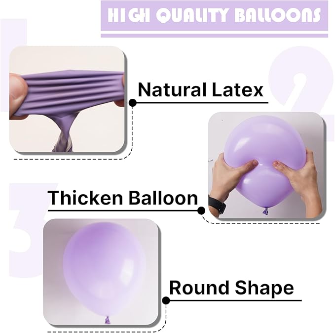 PartyWoo Lavender Balloons 140pcs Different Sizes Pack of 18 12 10 5