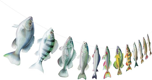Hooqict Gone Fishing Hanging Banner Garland Fish Birthday Party
