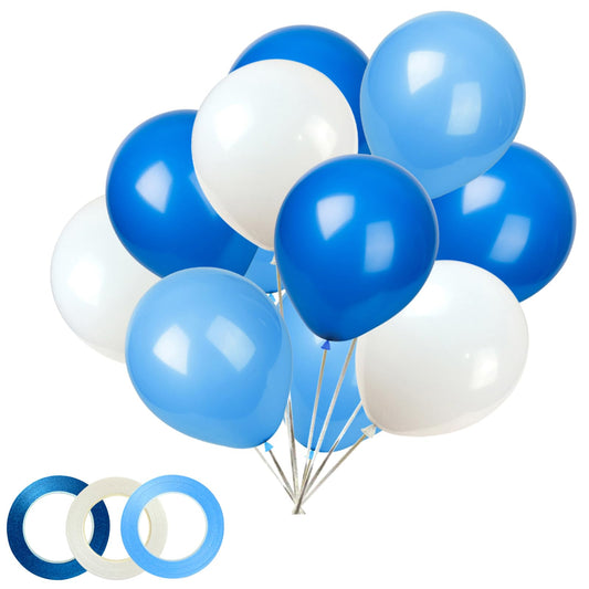 KADBANER White Blue Light blue Balloons,100 Pack 12 Inch Latex