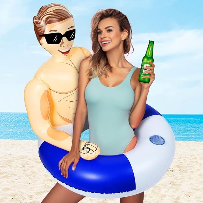 Silph PLC Pool Float, Inflatable Swim Ring with Cup Holder for Party