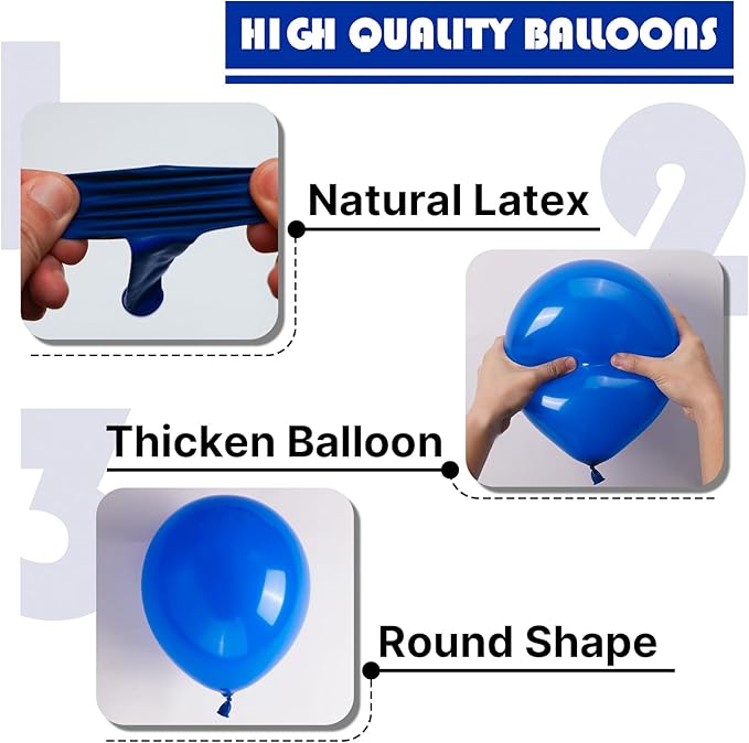 PartyWoo Royal Blue Balloons 140pcs Different Sizes Pack of 18 12 10