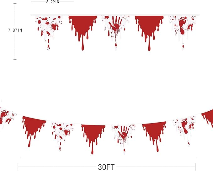 30Ft Halloween Party Decorations Red Bloody Handprint Footprint