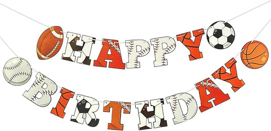 Sports Happy Birthday Banner Sports Themed Party Decorations