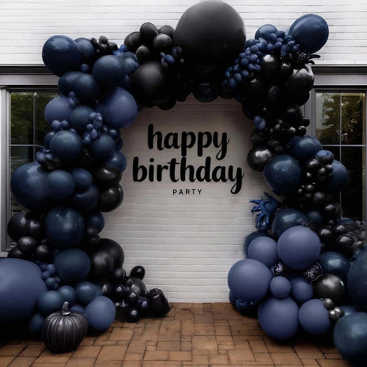 Navy Blue Black Balloon Arch Kit Double Stuffed, Dark Lavender-Blue