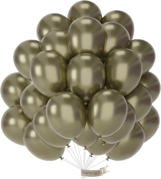 PartyWoo Metallic Green Balloons 50pcs 12 Inch Metallic Sage Olive