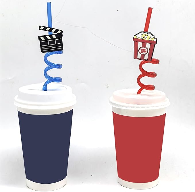 Movie Night Supplies 30 Pack Drinking Straws Bendable Movie Theme