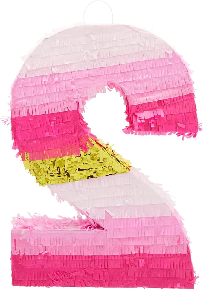 Number 2 Pinata Pink and Gold for Girls 2nd Birthday Party