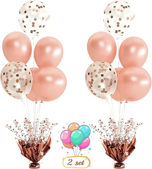 2 Set Rose Gold Christmas Table Balloons Foil Spray Table